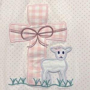 Sugar Dumplin Kids Baby Pink Polka Dot Knit Easter Appliqué Nightgown Spring